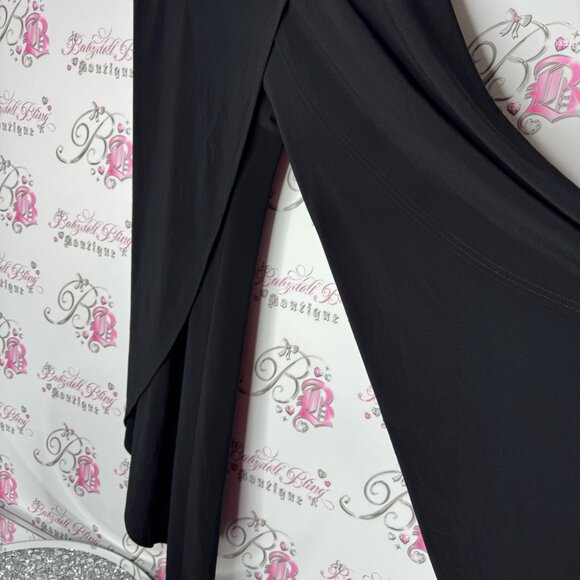 Joseph ribkoff pants flowy flare comfy stretchy black high low dual tiered flow - Picture 4 of 12